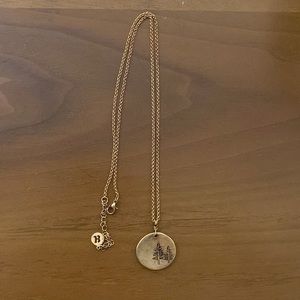 Rustic Gold Pine Tree Necklace